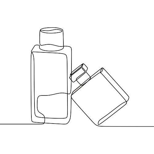 line drawings of bottles to illustrate beauty distribution